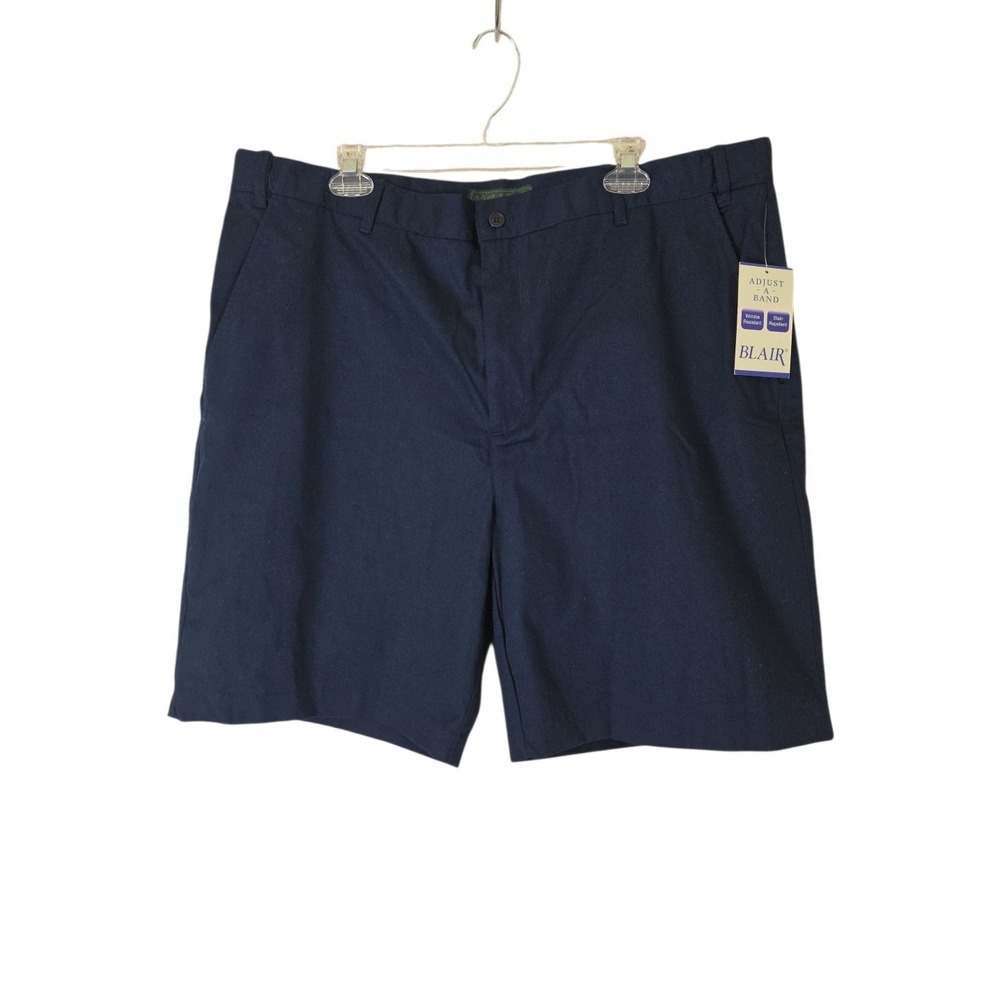 Blair Chino Shorts 40 Navy Blue Adjust-A-Band Expandable‎ Waist Pockets Golf NWT